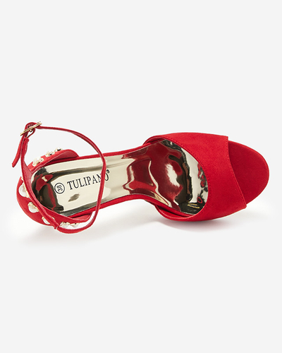 Women's red sandals on a high heel eco suede Sariel - Footwear
