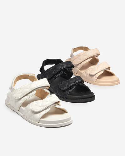 Beige women's sandals with Velcro Korine - Footwear