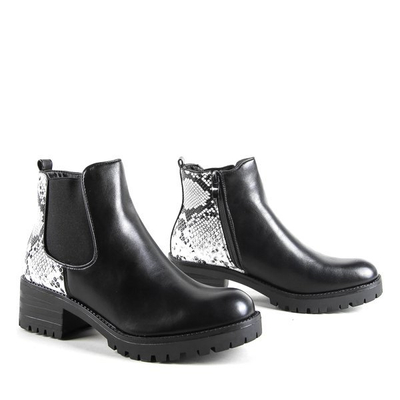 Black ankle boots on a low post by Clancy - Footwear