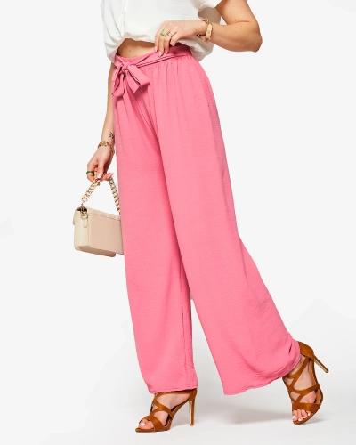 Women's wide palazzo pants in dark pink- Clothing