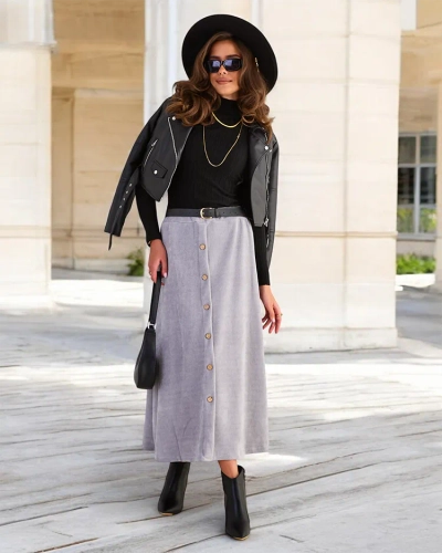 Royalfashion Women's midi skirt with decorative buttons