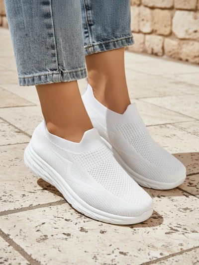 Royalfashion Women's White Slip-On Sports Shoes
