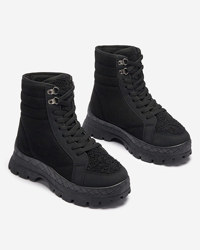 Sieviešu siltinātie trapper zābaki melnā krāsā Wosser- Footwear