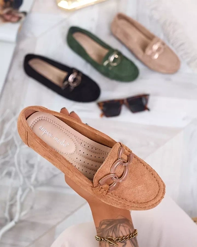 Women's moccasins in camel color with chain Lertika - Footwear
