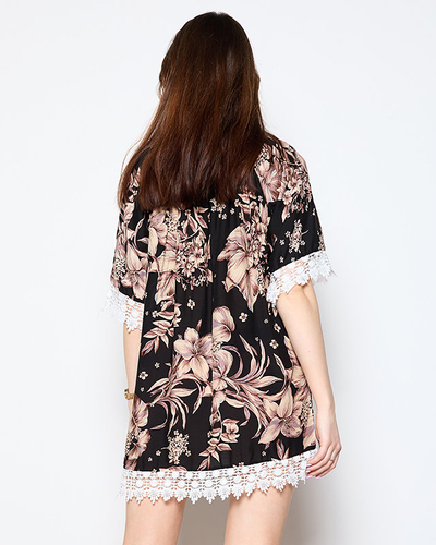 Women's black blouse with flowers PLUS SIZE - Clothing