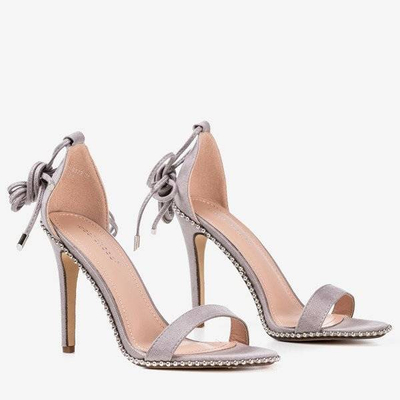 Gray tied sandals on a high heel Taya - Footwear 1