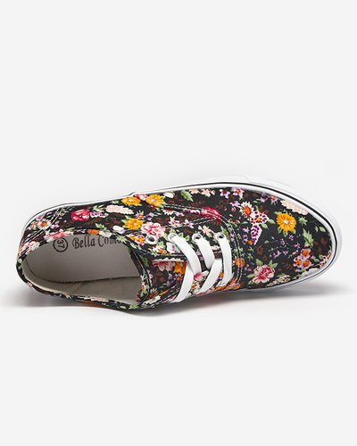 Black women's floral sneakers Surfi - Footwear