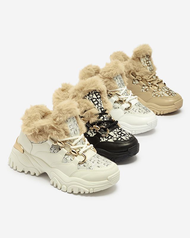 Женские спортивные кроссовки с мехом черного цвета Reyma- Footwear