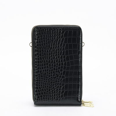 Black women's mini purse-wallet with embossing - Accessories