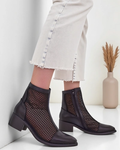 Royalfashion Perforated Women's Low Heeled Ankle Boots Rowices