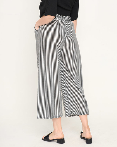 Women's white striped fabric trousers - Clothing
