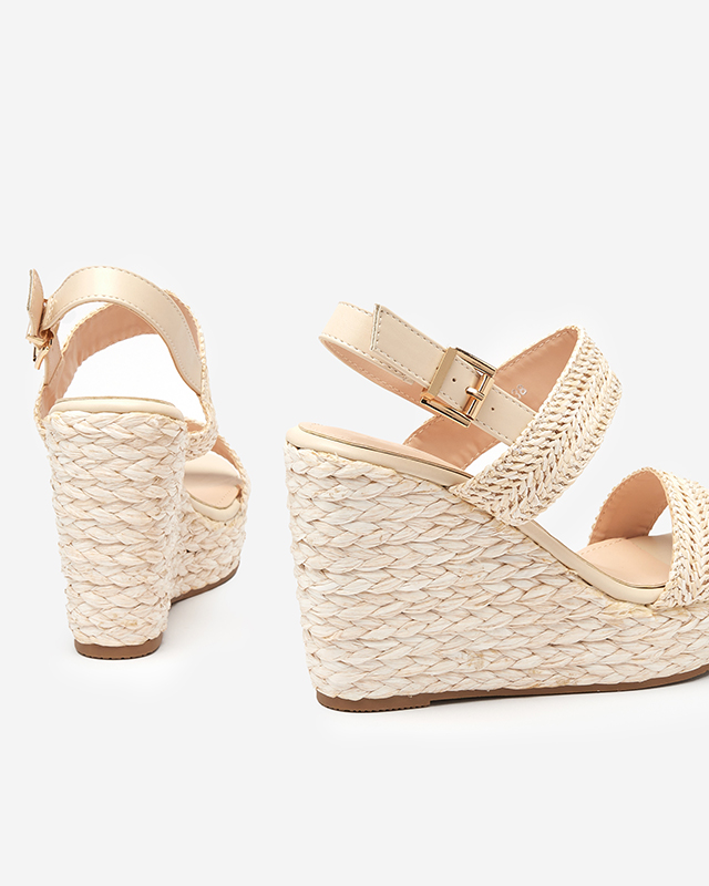 Beige women's sandals a'la straw braided Merisad - Footwear