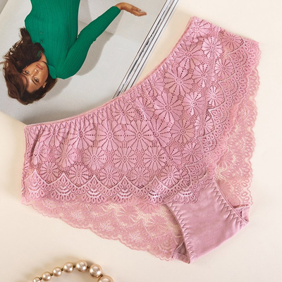 Women's pink lace panties PLUS SIZE - Underwear