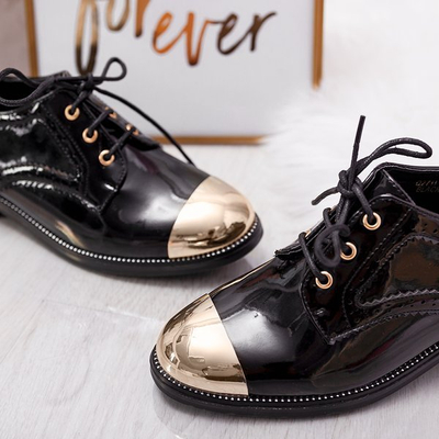 Black shoes with a golden toe Suit - Footwear