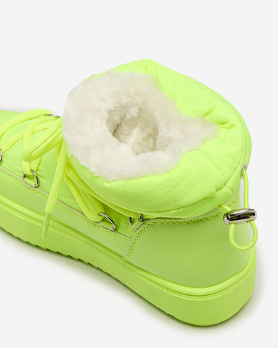 Royalfashion Детские сапоги-скороходы a'la snow boots неоново-желтого цвета Asifa