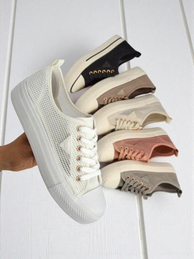 Atlete të bardha për femra Ariadne Mesh - trampet të ajrosshme me shollë të sheshtë