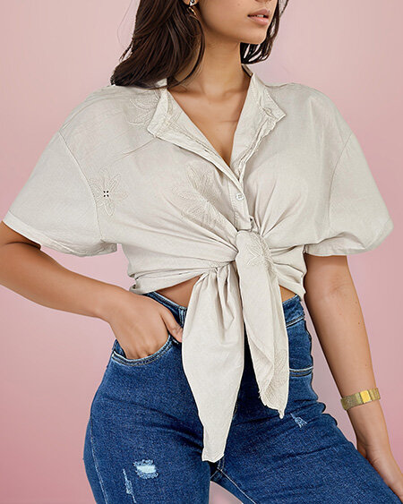 Royalfashion Sieviešu oversize izšūts krekls