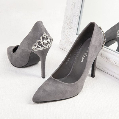 Gray heels with Devya decoration - Footwear