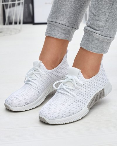 White women's fabric sports shoes Vobbu- Footwear