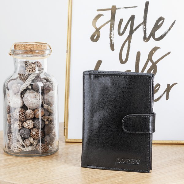 Men's black wallet with a button - Wallet