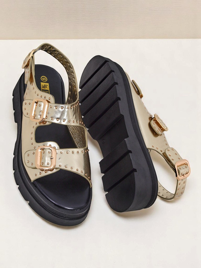Royalfashion Women's Thick Sole Sandals with Rhinestones Rocky Chic