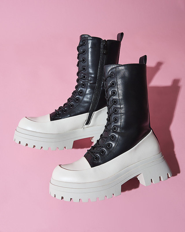 OUTLET Melni un bēši sieviešu augstie bagger zābaki Susker- Footwear