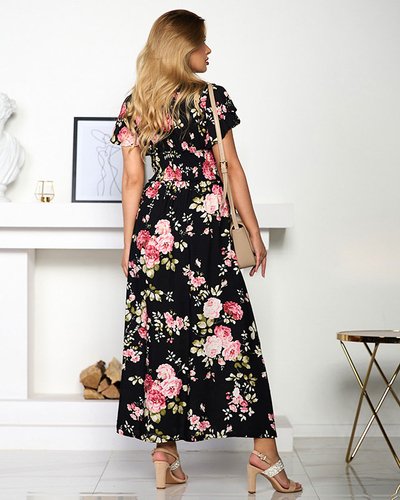 Airy black women's dress with short sleeves - Clothing