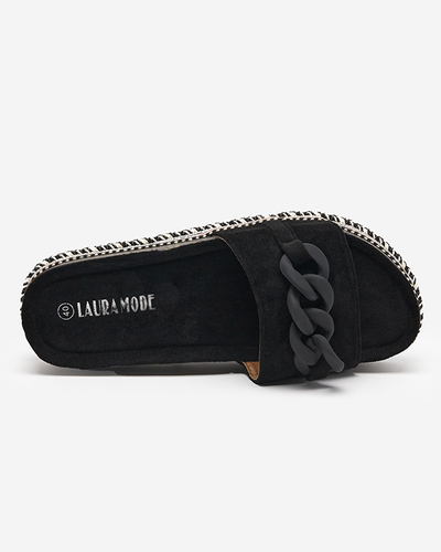 OUTLET Women's black slippers with a decorated sole Hillam - Footwear
