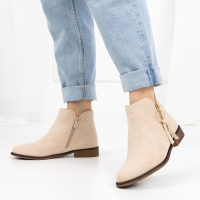Boots of eco suede beige Eksa - Footwear