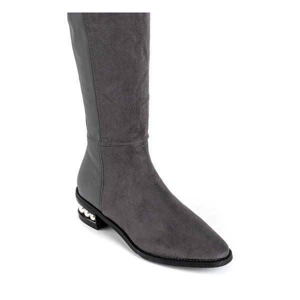 Gray over-the-knee boots with a decorated heel La Perla - Footwear