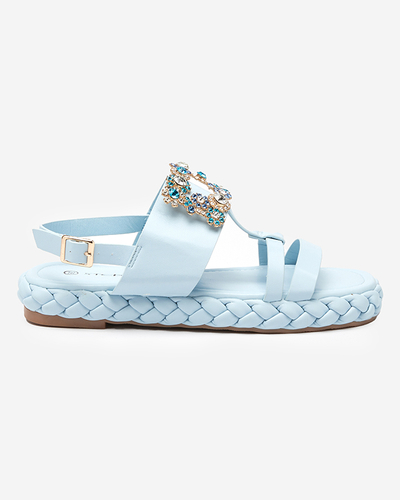 Women's light blue sandals with a decorative Govy buckle. Footwear