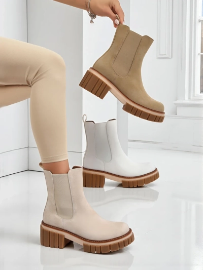 Amber Walk Ankle Boots with Block Heels Made of Eco Nubuck