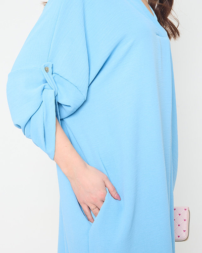 Light blue women's oversize midi dress - Clothing