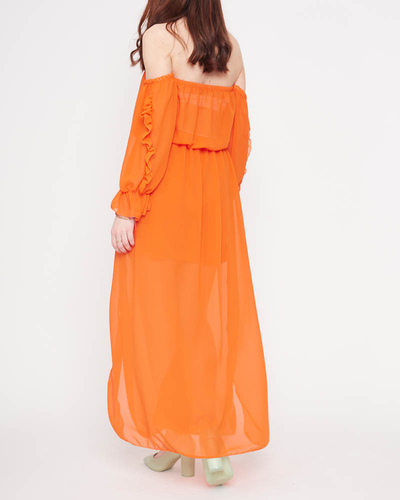 Women's orange maxi Spanish dress - Clothing