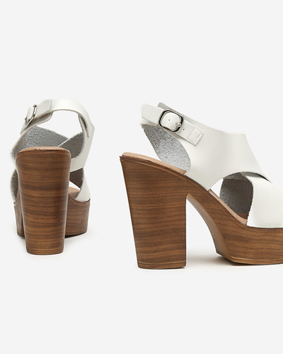 White women's sandals on a high post Feridi - Footwear