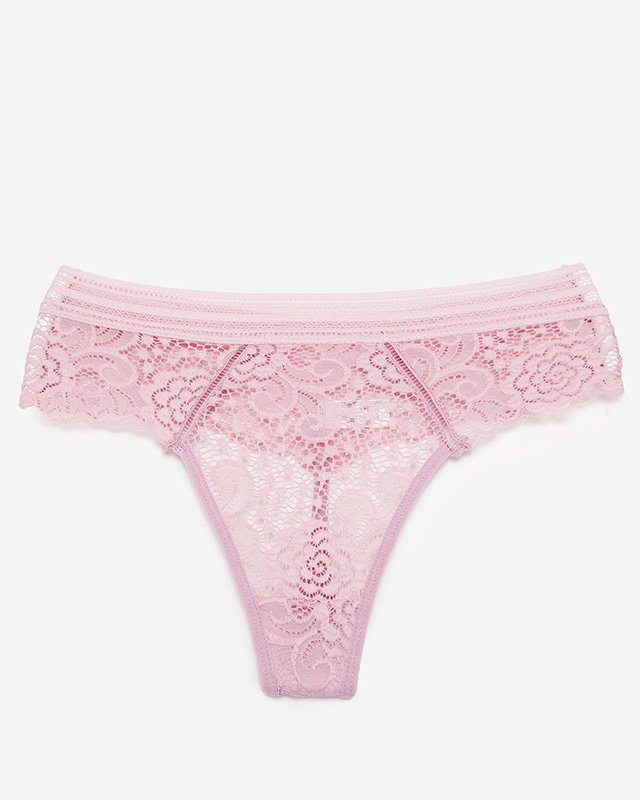 Pink women's lace thong panties - Underwear