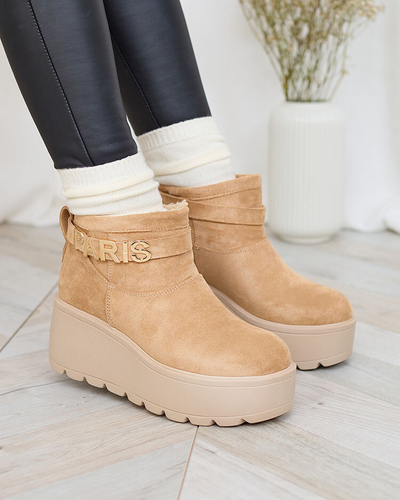 Royalfashion Light brown women's shoes a'la snow boots with ornament Parisela