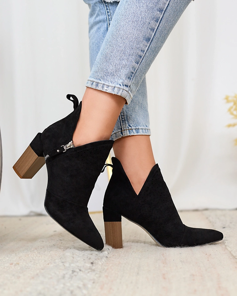 Royalfashion Черные женские сапоги на высокой шпильке Swerros