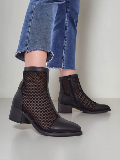 Royalfashion Perforated Women's Low Heeled Ankle Boots Rowices