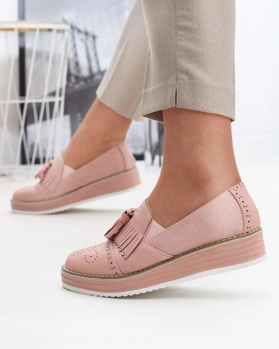 Rozā sieviešu puspapēžu zābaki ar zemu papēdi Veolita- Footwear