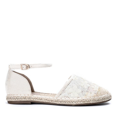 Beige espadrilles with lace Eliza embroidery - Shoes 1