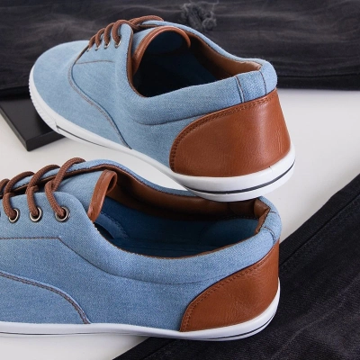 OUTLET Gromad blue denim sneakers for men - Footwear