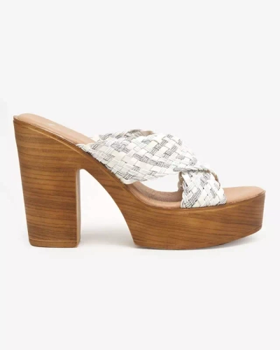 OUTLET Women's white slippers on a high post Kotinso - Footwear