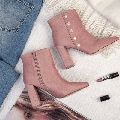 Pink boots with pearls on a high post Maya - Footwear 1