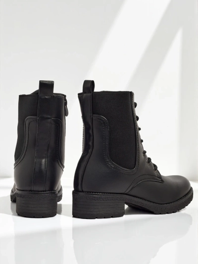 Eko skórzane sznurowane botki damskie Oslynne