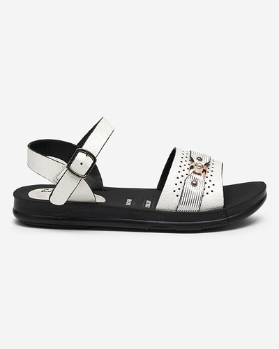 Shiny white women's flat sandals Nafi- Footwear