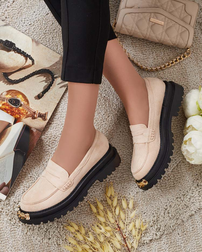 Giulia Beige Eco-Leather Moccasins