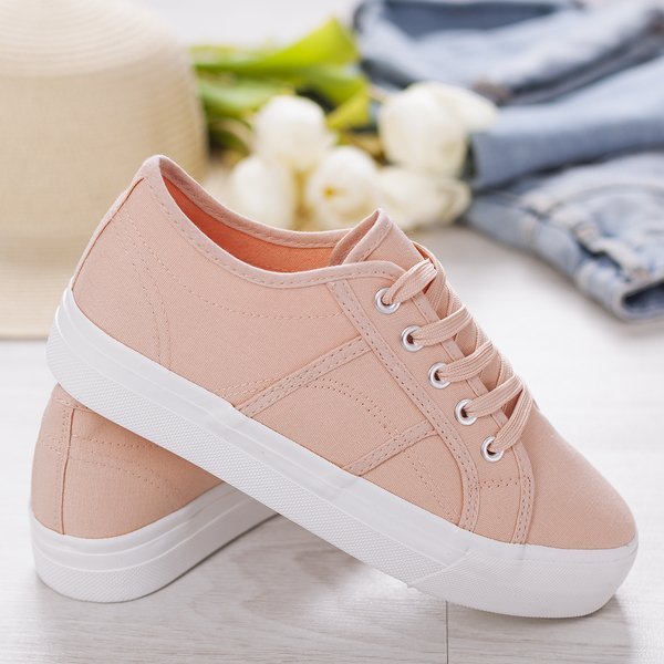 Pink sneakers on a rubber sole Tymbis - Footwear 1