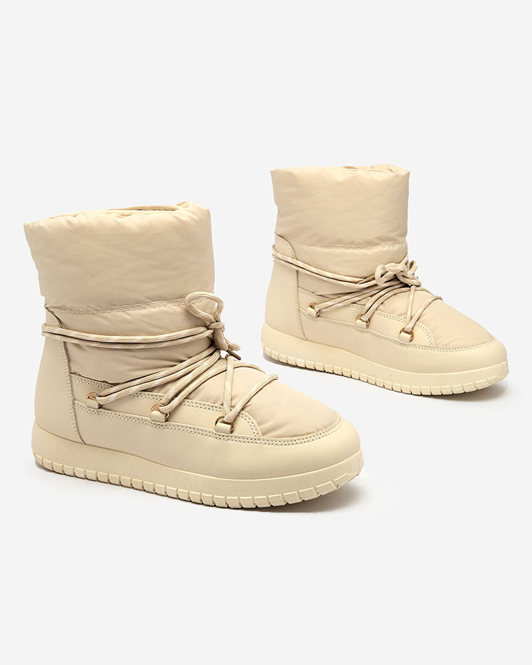 Royalfashion Women's slip-on snow boots in beige color Iredas