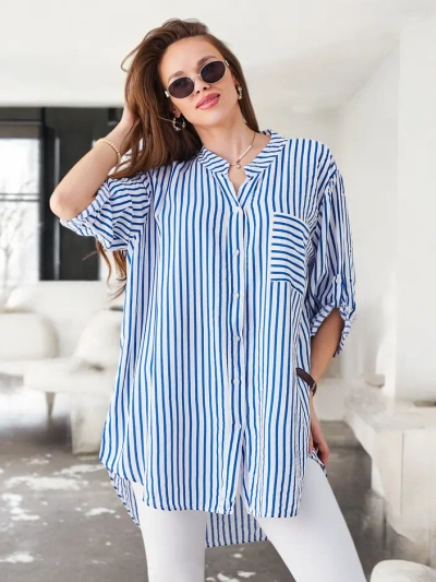 Royalfashion Women's long striped viscose shirt